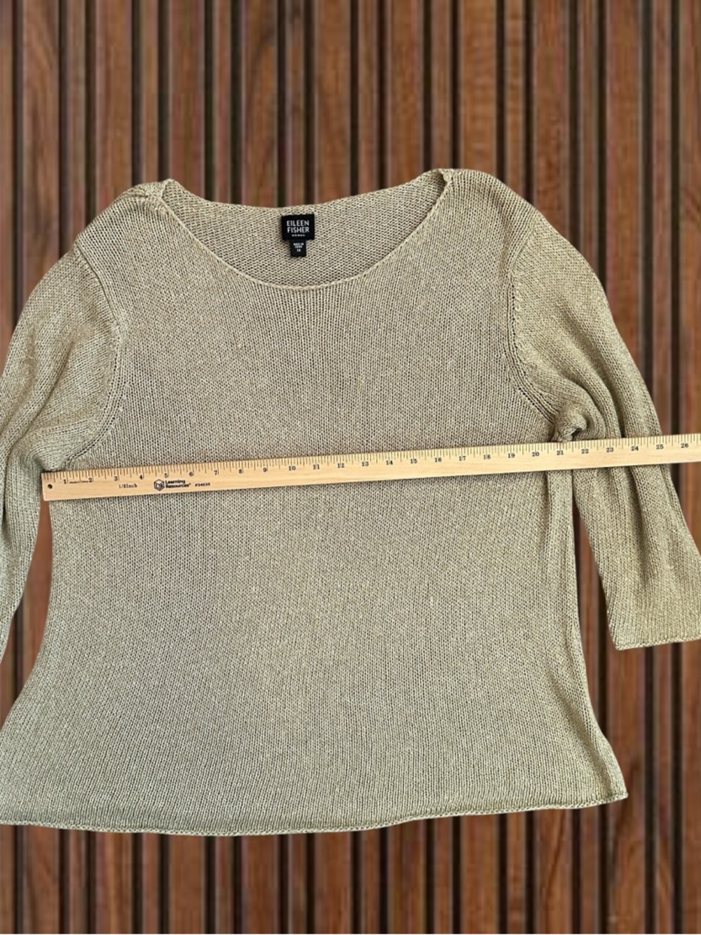 Eileen Fisher Neutral Green Lightweight Knit Scoop-Neck Top (1X) - Picture 3 of 6